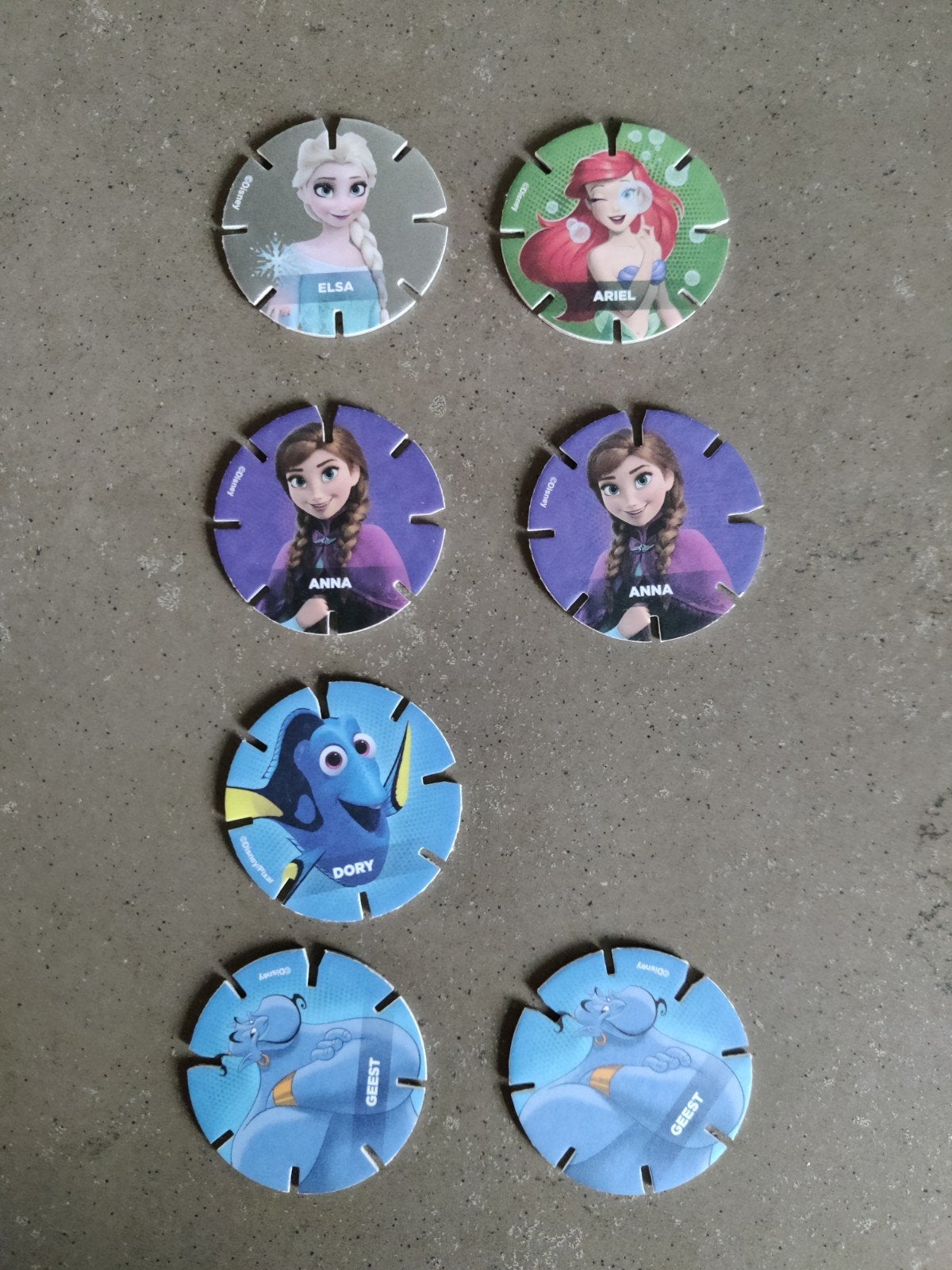 Disney actie fiches: Elsa, Anna, Ariel, Dory, Geest, Ophalen