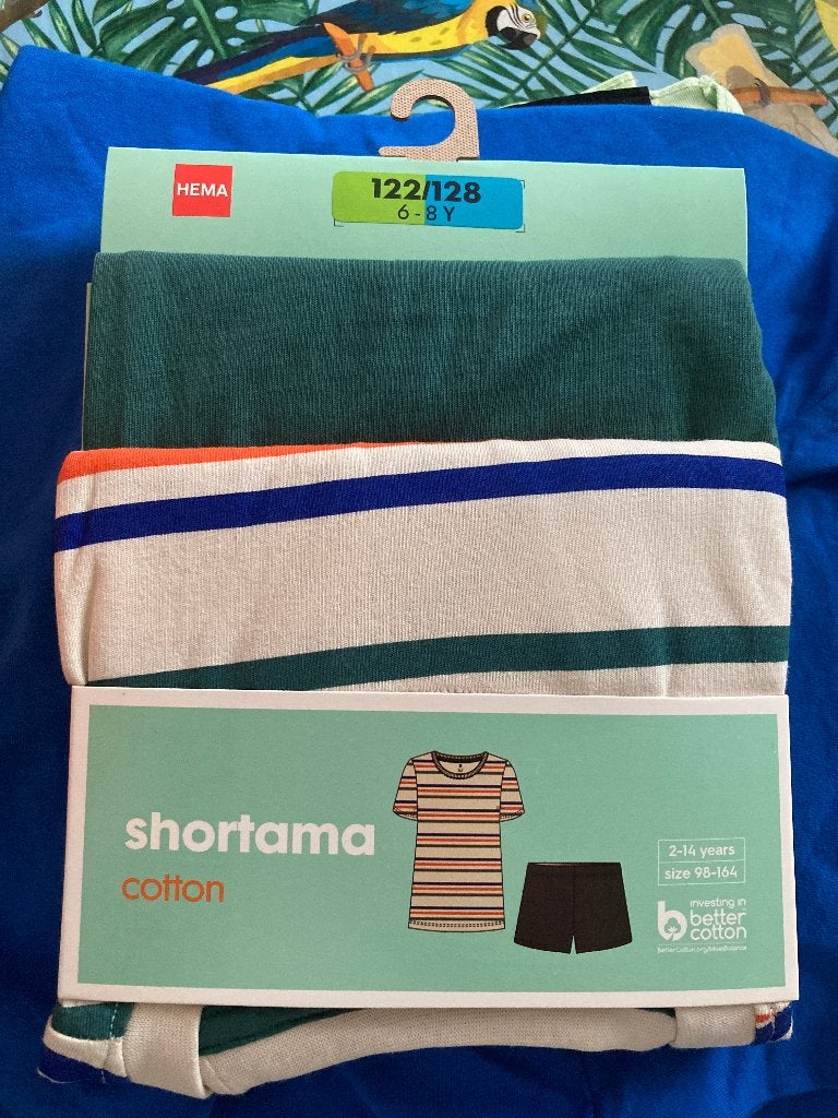 Nieuwe gestreepte Shortama - maat 122 / 128, Kinderen en Baby's, Ophalen of Verzenden, Nieuw, Jongen of Meisje, Nacht- of Onderkleding
