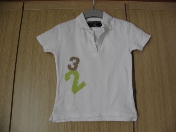 Origineel wit katoenen college polo shirt SCAPA mt 116 goed, Meisje, Ophalen of Verzenden, Shirt of Longsleeve, Gebruikt