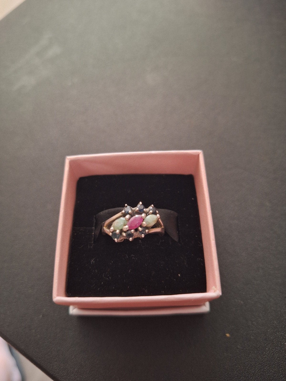 Zilveren ring met edelstenen, Ophalen of Verzenden, Zo goed als nieuw, 17 tot 18, Met edelsteen