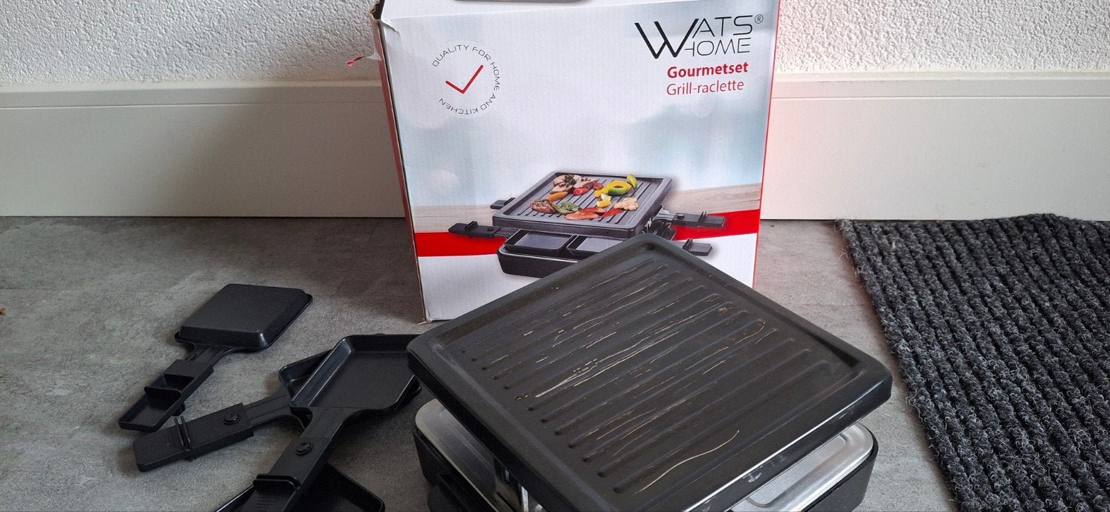 WATS HOME Gourmetset Grill-raclette - bakplaat klein, Ophalen of Verzenden, Gebruikt, Minder dan 4 personen