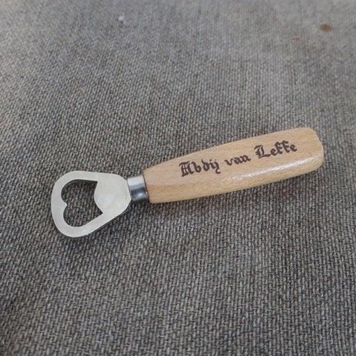 Leffe bier opener flesopener bieropener Abdy hout handvat, Ophalen of Verzenden, Gebruikt, Flesopener, Leffe