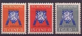 Suriname NVPH nr 197/9 postfris Vrij Nederland 1941, Ophalen of Verzenden, Postfris