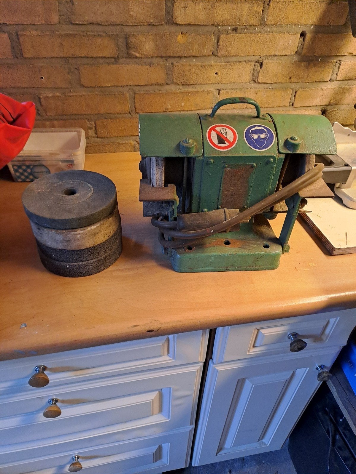 Slijpmachine met schijven, Ophalen, Metaaldraaibank