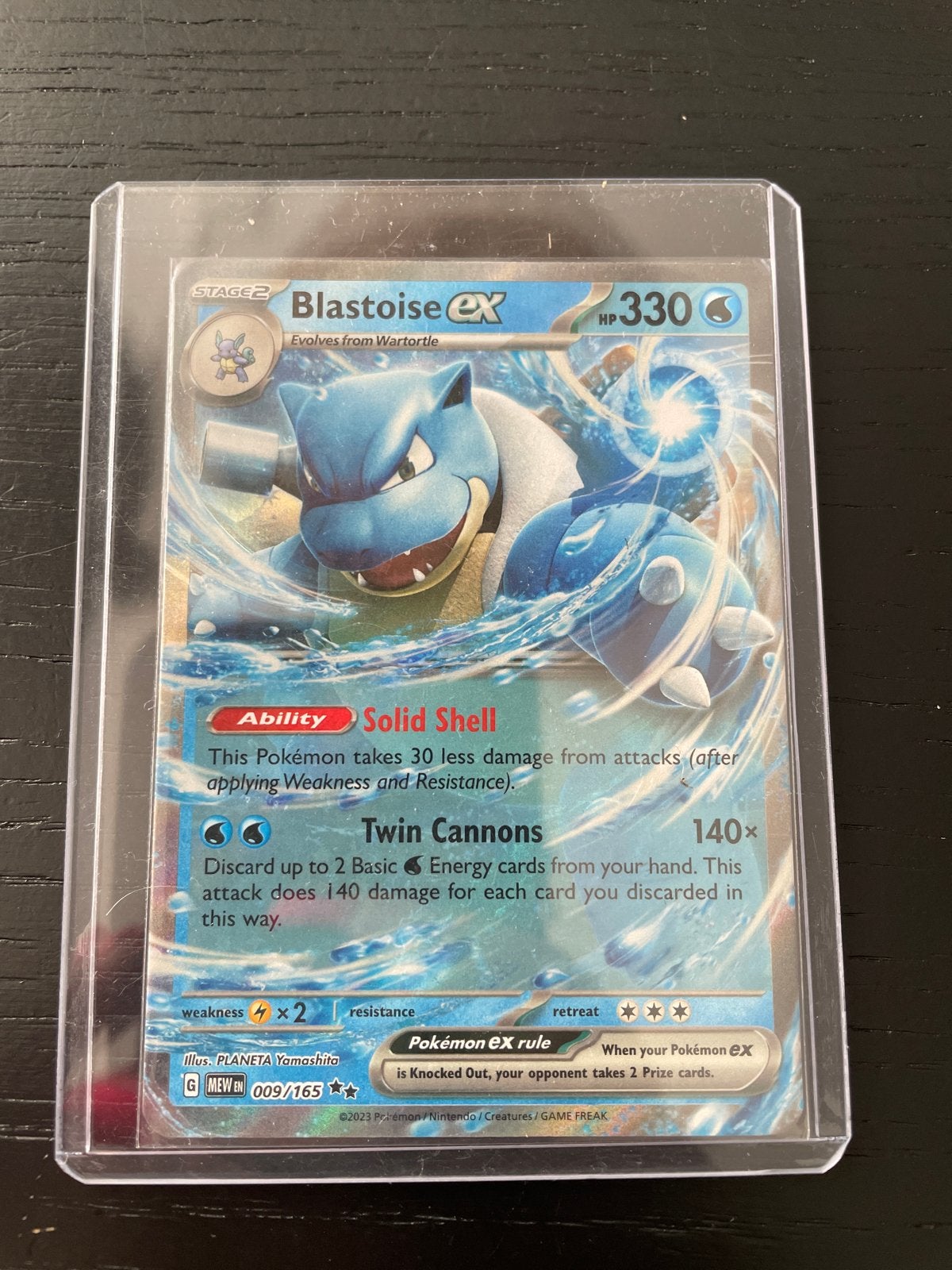 Blastoise ex 009/165 Pokémon kaart, Ophalen of Verzenden, Zo goed als nieuw, Losse kaart