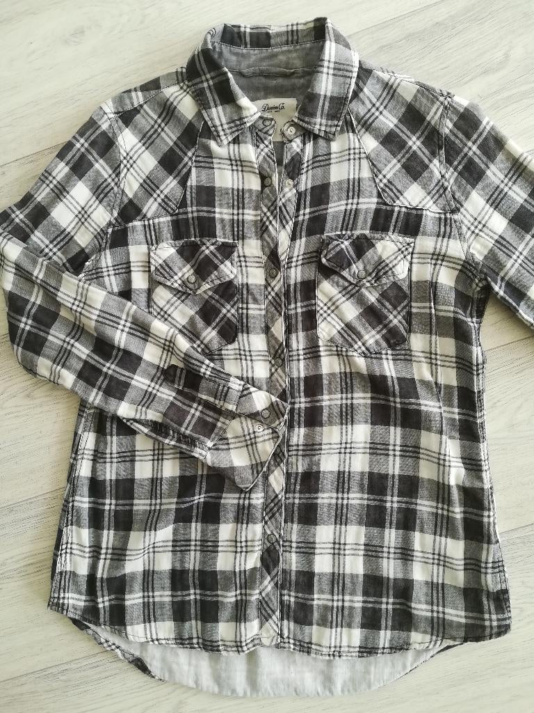 DENIM CO bloes grijs ecru ruit maat 38 - nieuw, Maat 38/40 (M), Nieuw, Ophalen of Verzenden, Grijs
