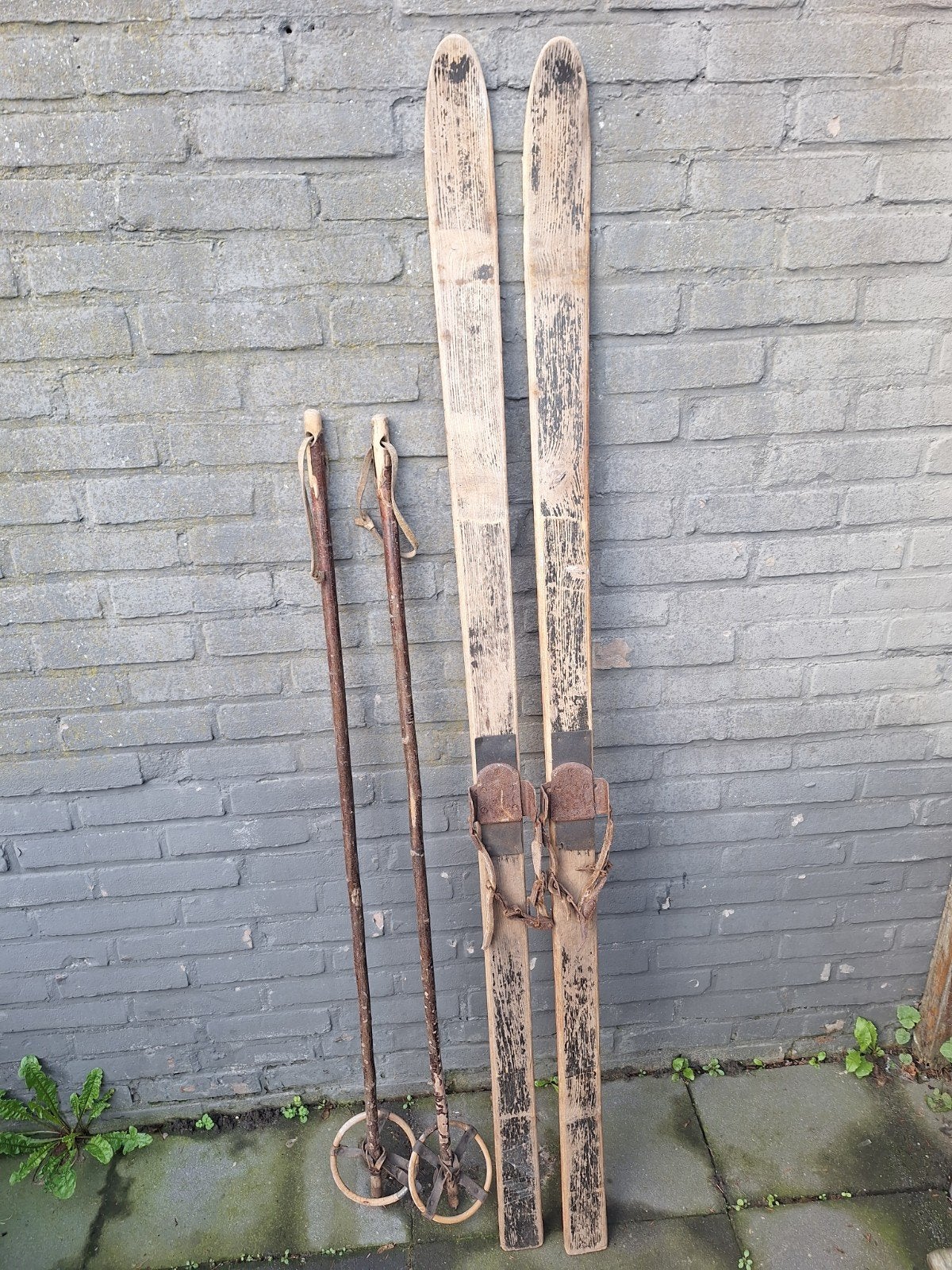 Ski + stokken hout jaren 20/30, Antiek en Kunst, Ophalen