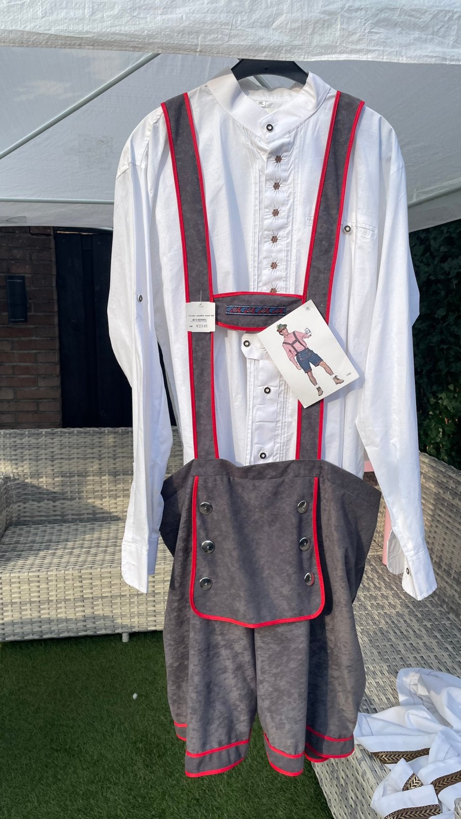 Tiroler set witte blouse XXXL broek 60, Ophalen of Verzenden, Overige thema's, Kleding, Maat 56/58 (XL)