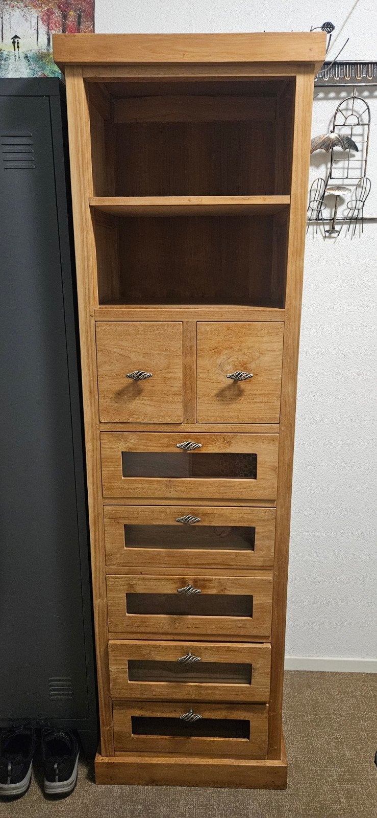 Teakhouten ladenkast, Ophalen, 5 laden of meer, Zo goed als nieuw, Minder dan 100 cm