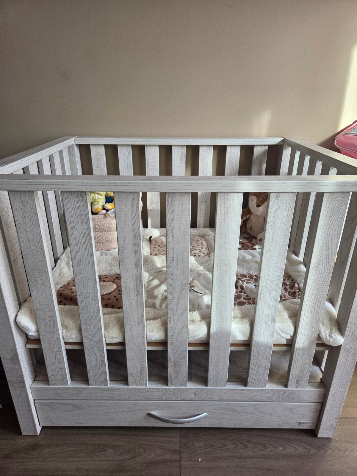 TWF Box Grijs Gemêleerd met Lade incl box matras, Gebruikt, 70 tot 85 cm, Minder dan 140 cm, Ophalen