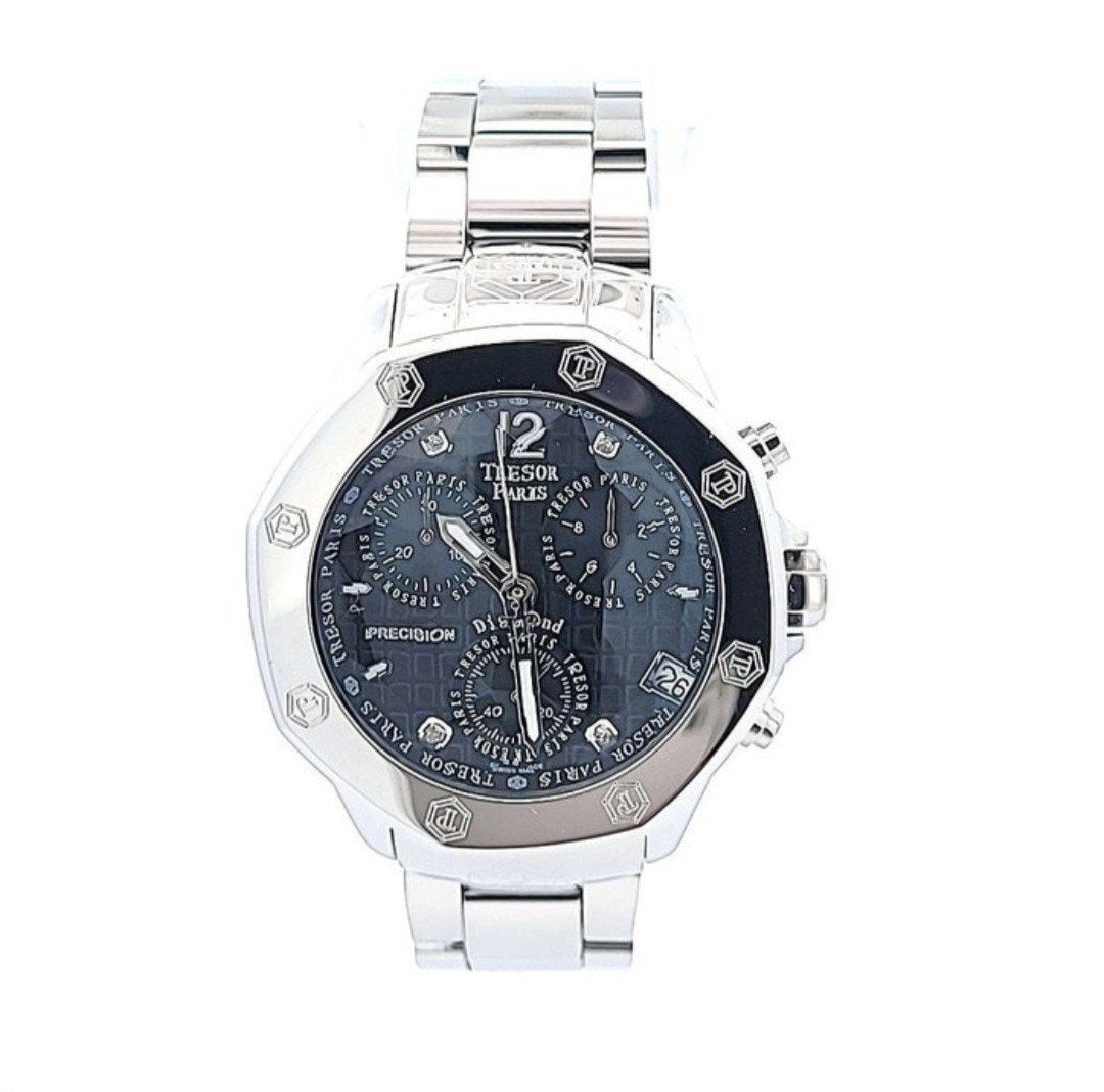 Tresor Paris - 0,04 karaat diamant - 18k witgouden plating!, Staal, Staal, Polshorloge, Nieuw