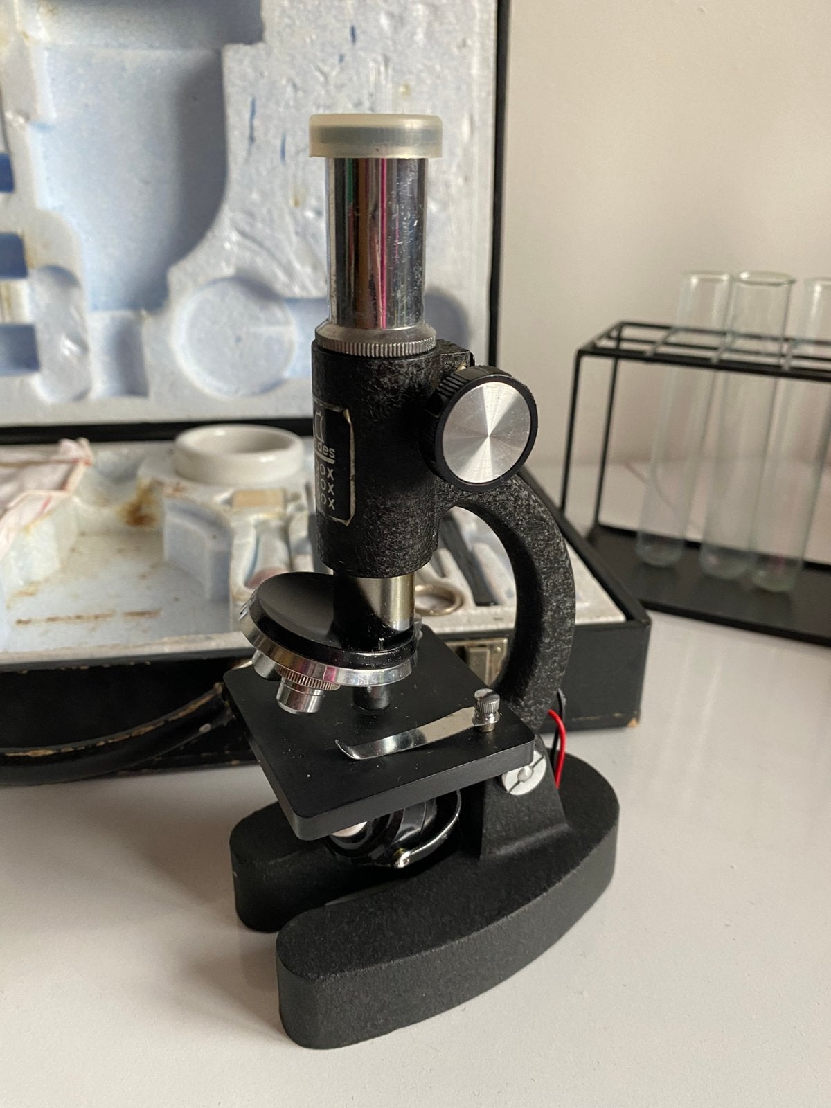 Vintage scheikunde set incl microscoop, Ophalen of Verzenden, Gebruikt, Minder dan 400x
