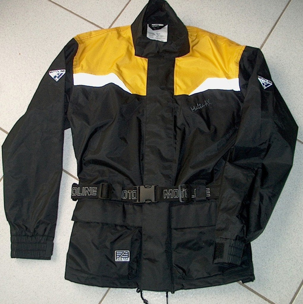 Nieuw : regenjas Motoline maat M : zwart met geel, Motoren, Ophalen, Nieuw zonder kaartje, Jas | textiel, Motoline