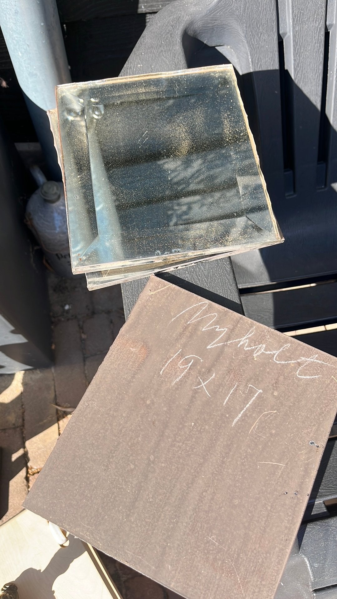 4 oude spiegeltjes uit een kast. Dik glas facet geslepen, Ophalen of Verzenden, Zo goed als nieuw, Minder dan 80 cm, Glasplaat