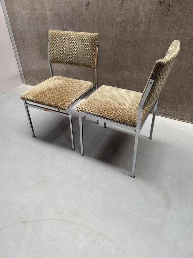 2 Vintage Chromen Stoelen Met Velours Jaguar Bekleding 60’s, Ophalen, X, X, X