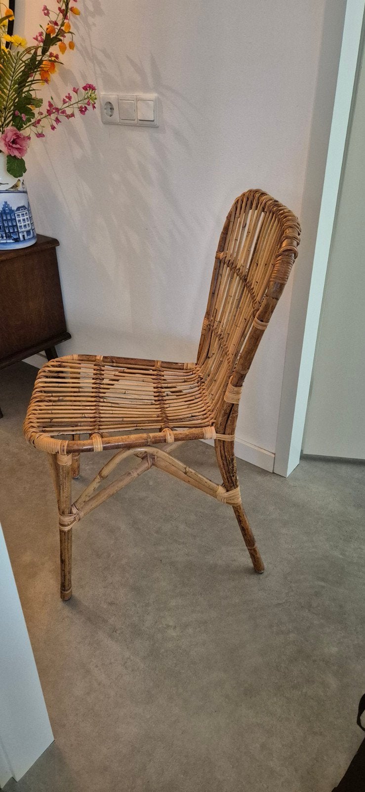 Vintage rotan stoel, Ophalen, Gebruikt, Bruin, Riet of Rotan