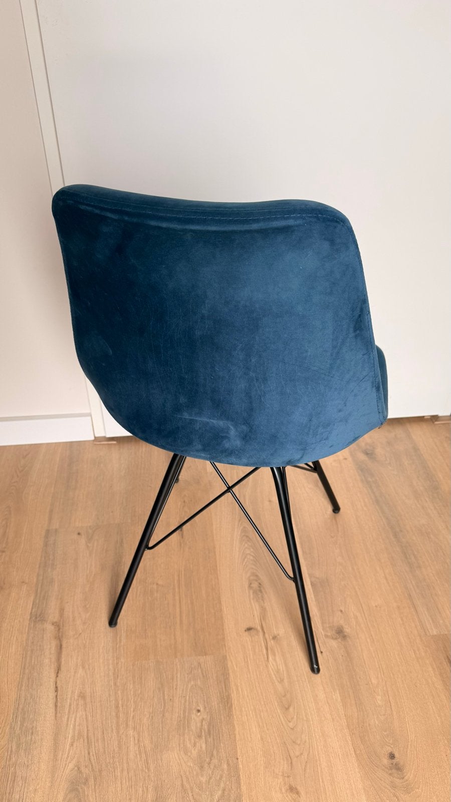 Kick velvet blauw eetkamerstoelen (6x), Ophalen, Gebruikt, Blauw, Stof