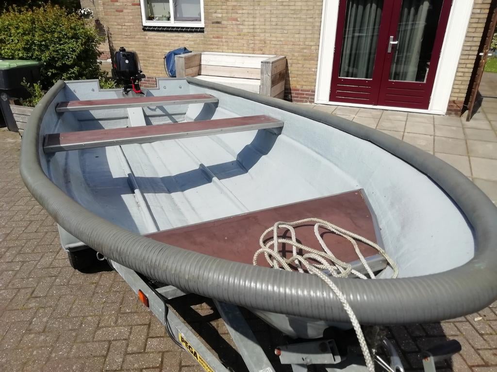 Super sterke visboot, dikke spiegel en kabelaring, Watersport en Boten, Vis- en Consoleboten, Ophalen, Gebruikt, Geen motor, 10 tot 30 pk