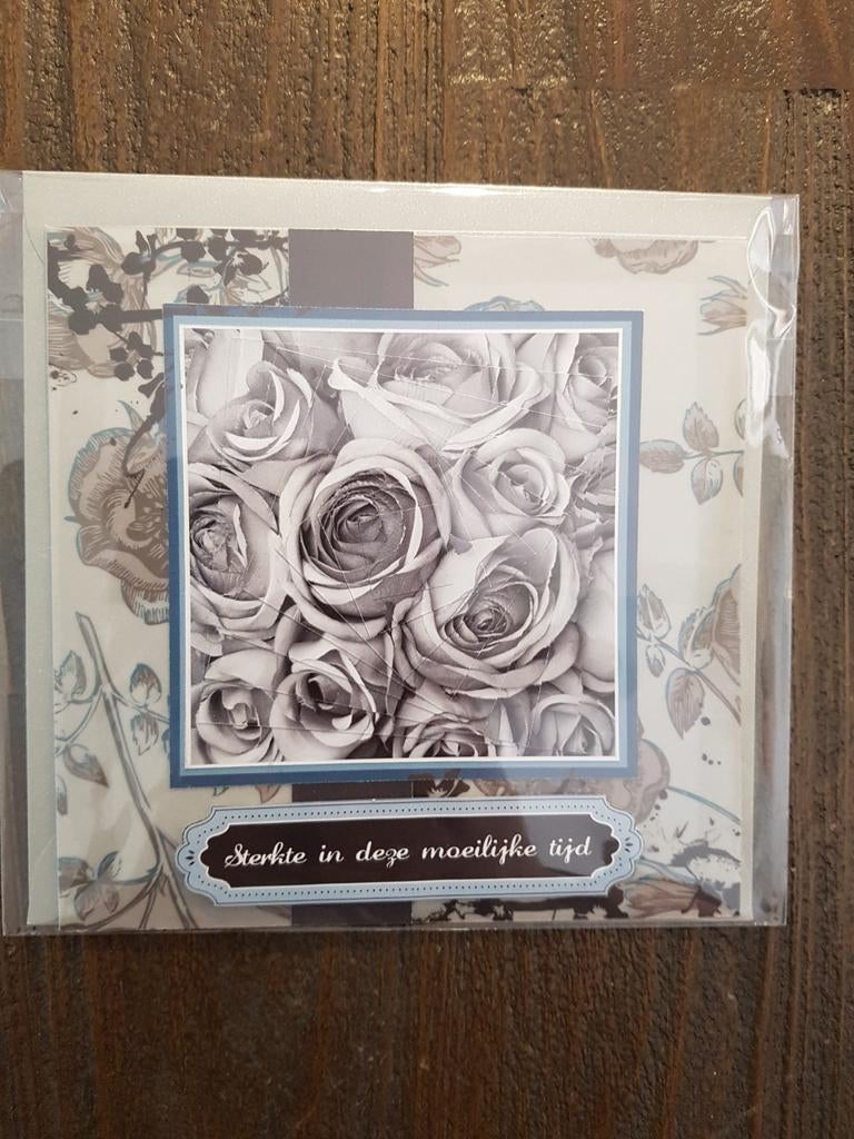 Kaartje condoleance rozen zwart/wit, Ophalen of Verzenden, Nieuw, Overige thema's