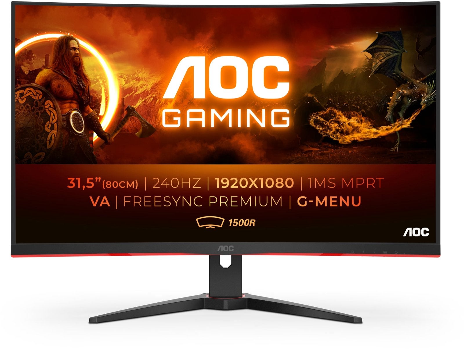 AOC C32G2ZE/BK 31.5" Curved Gaming Monitor 240Hz 1ms, Gaming, Curved, VA, Nieuw