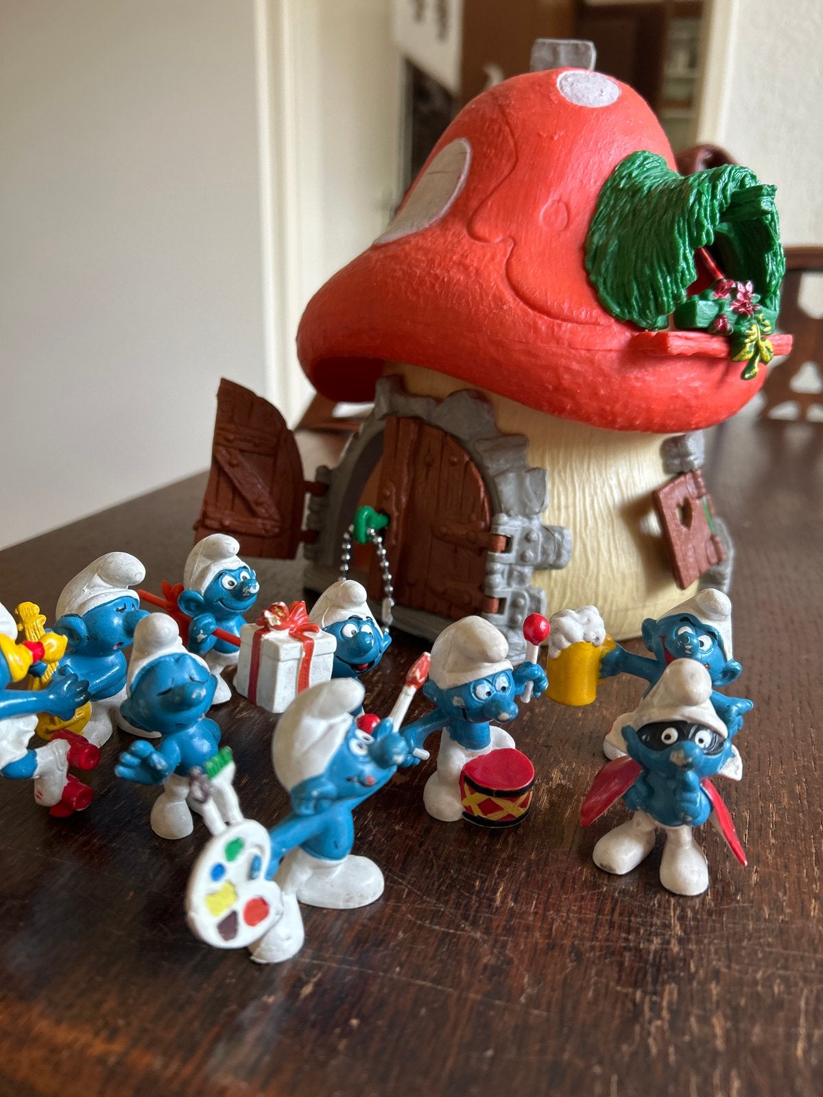 Vintage ‘70 Schleich Smurfenhuis, Ophalen of Verzenden, Gebruikt, Verschillende Smurfen, Huisje of Attribuut