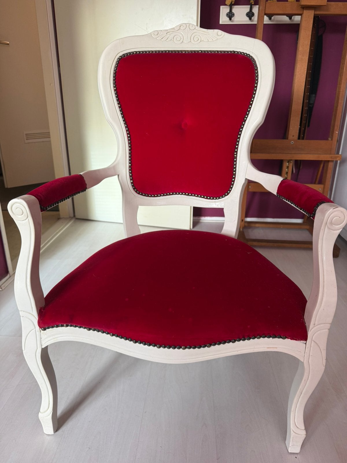Louis XV stijl fauteuil rood – armstoel/ Sinterklaasstoel, Ophalen, Gebruikt, Rood, Eén