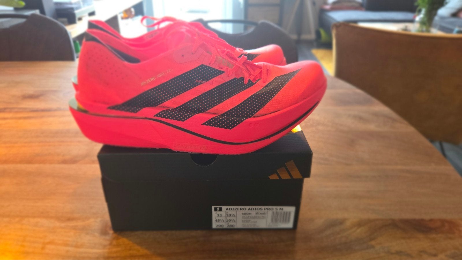 Adidas Adizero Adios Pro 5 carbon schoenen - Maat 45 1/3, Adidas, Hardloopschoenen, Ophalen of Verzenden, Zo goed als nieuw