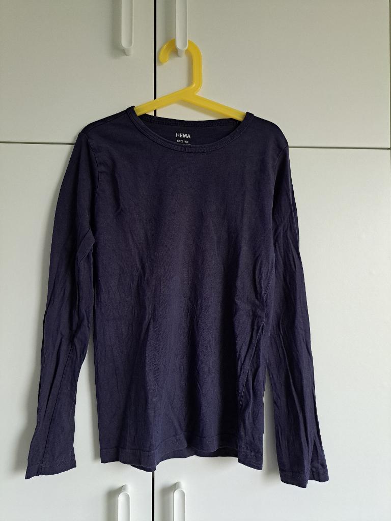 Longsleeve blauw Hema 100% organic cotton - maat 134 140, Gebruikt, Ophalen of Verzenden, Shirt of Longsleeve, Hema