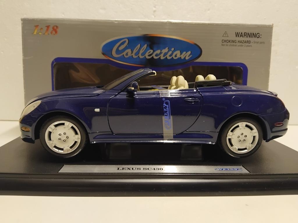 Lexus SC 430 Cabriolet donkerblauw Welly metal 1:18 KRD, Ophalen of Verzenden, Zo goed als nieuw, Auto, Welly