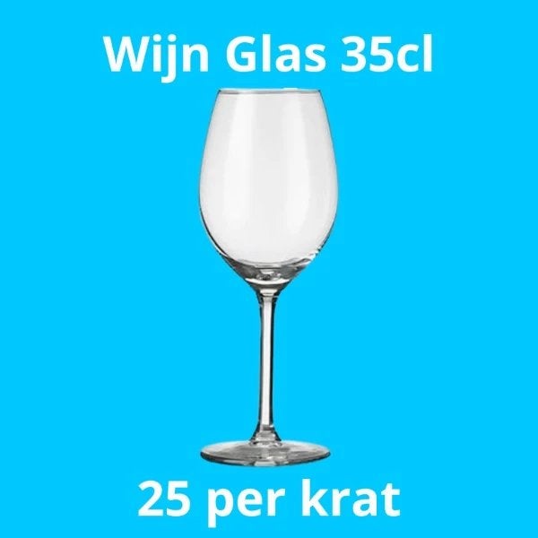 Wijnglas 35 cl huren – 25 glazen per krat  Glaswerk Nijmegen, Ophalen, Zo goed als nieuw