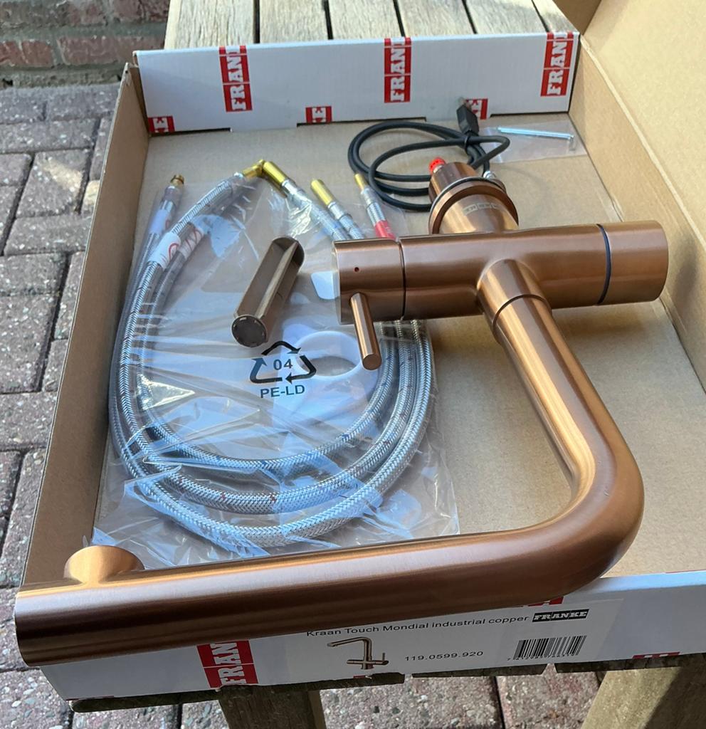 Franke - Touch -Mondial 'industrial copper'-  3-in-1 - elekt, Ophalen of Verzenden, Nieuw, Rvs, Kraan