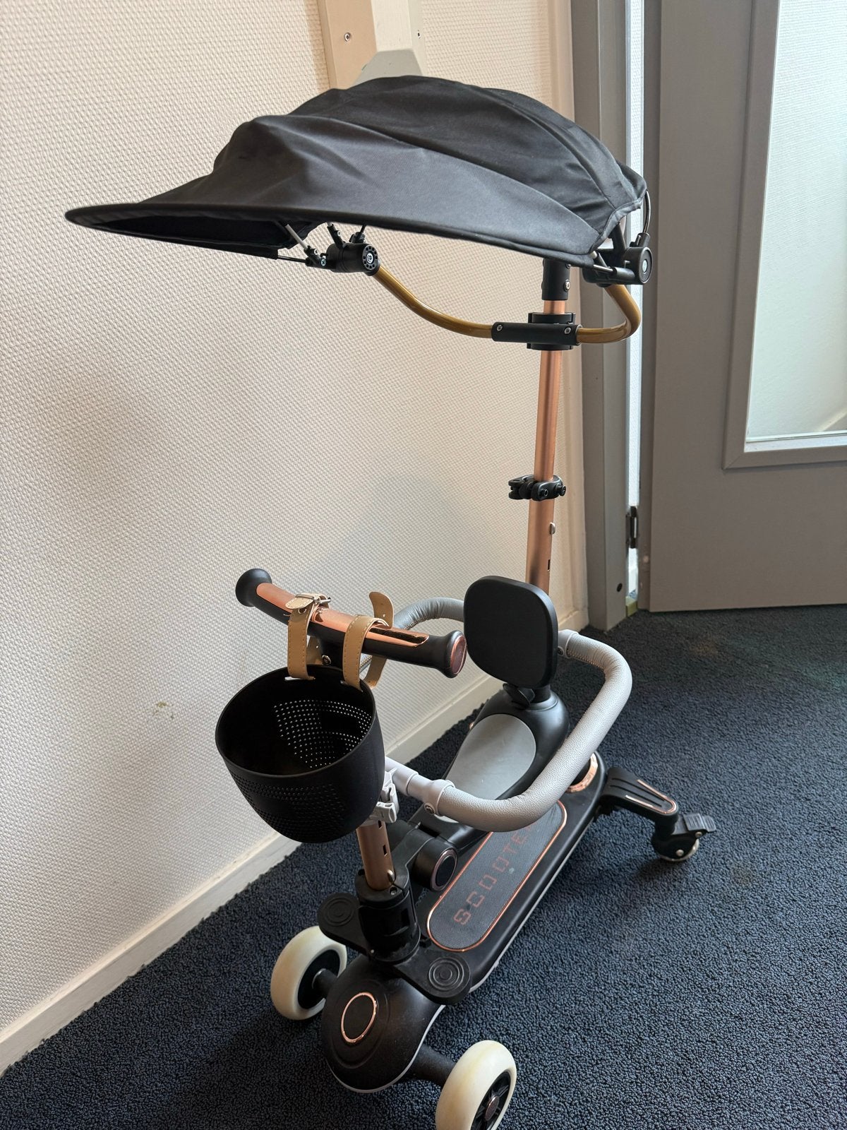 5-in-1 Meegroei-step Zwart/Goud met Zonnekap, Ophalen of Verzenden, Zo goed als nieuw, Overige typen