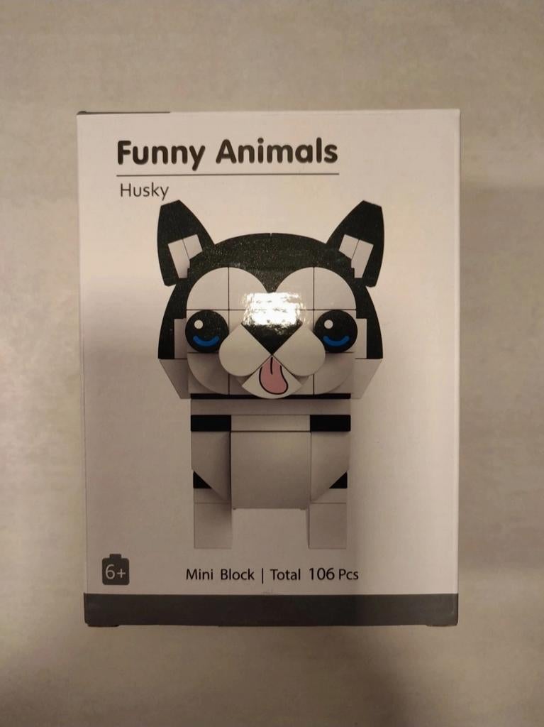 Funny animals husky hond mini blocks is uit elkaar, Ophalen of Verzenden, Minder dan 500 stukjes, Rubik's of 3D-puzzel