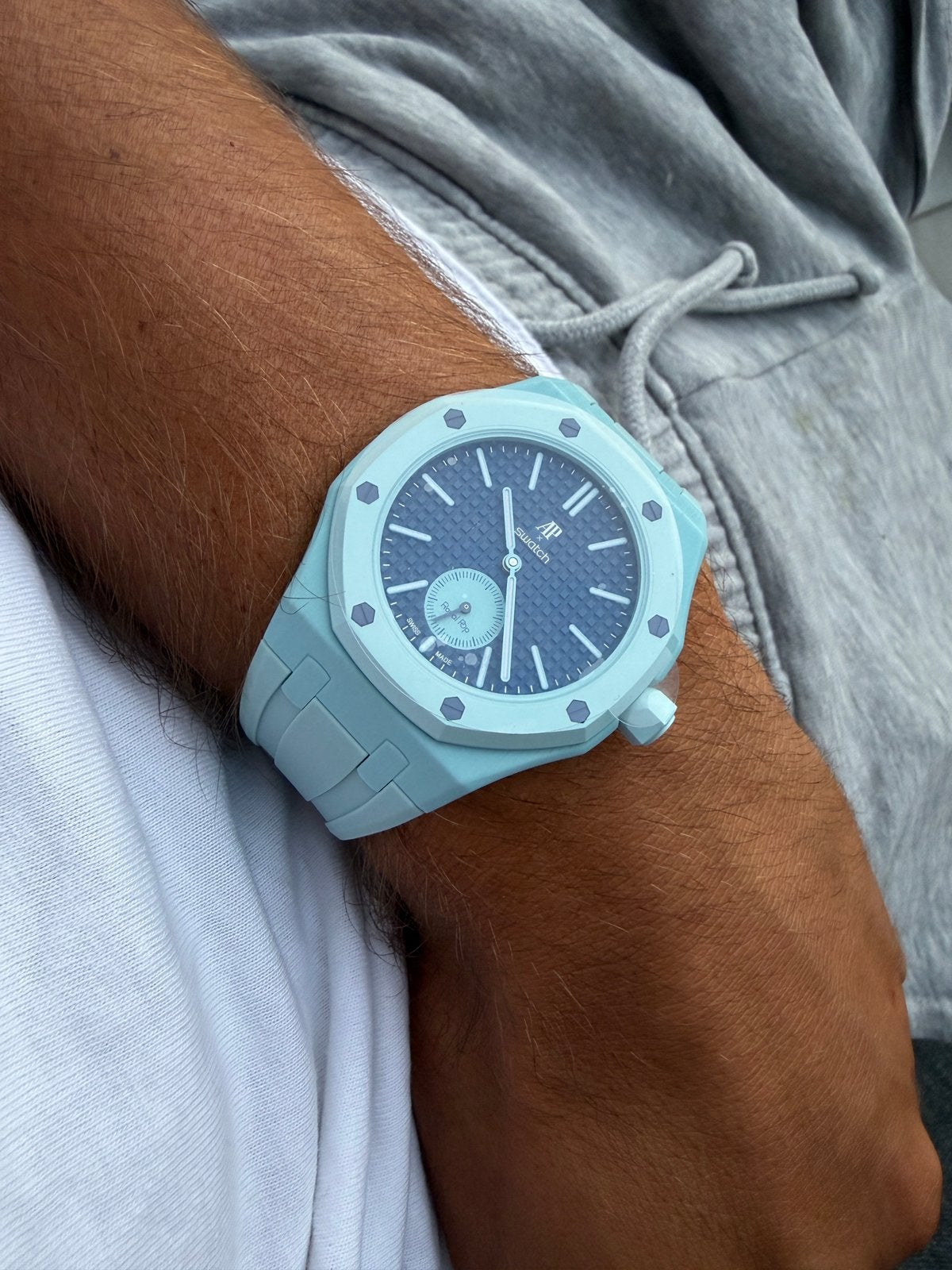 AP x Swatch Royal Pop Horlogebandje Lichtblauw, -, -, Nieuw, Ophalen of Verzenden