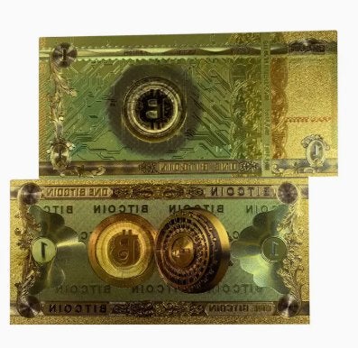 Gouden Bitcoin Bankbiljet - Decoratief Verzamelobject, Postzegels en Munten, Ophalen of Verzenden, Buitenland, Bankbiljetten