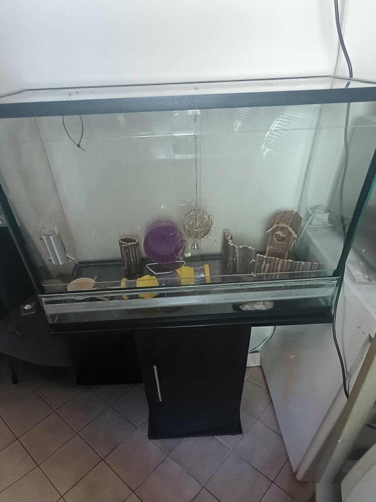 hamster terrarium met 2 schuifdeuren  en onderkastzwart, Kooi, Hamster, 75 tot 110 cm, Ophalen