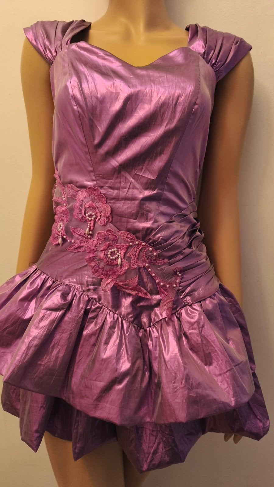 Vintage 80s Metallic Paarse Prom Jurk - Maat 38, Maat 38/40 (M), Paars, Ophalen of Verzenden, Ein Pagels Modell
