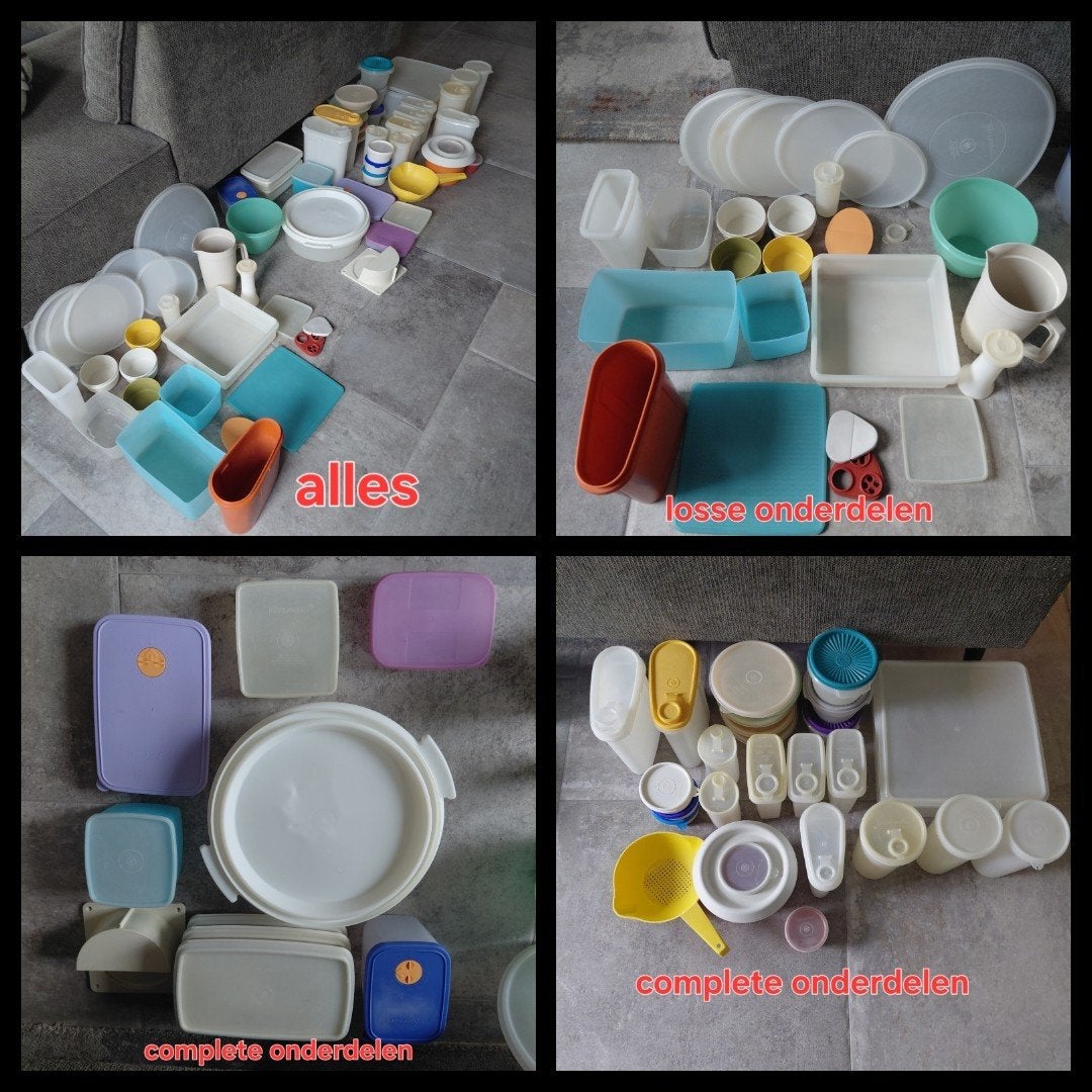 Grote collectie retro/vintage Tupperware, Gebruikt, Overige kleuren, Met deksel, Overige typen
