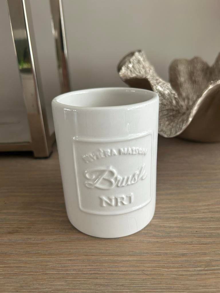 Riviera Maison tandborstelhouder / beker, Huis en Inrichting, Badkamer | Badtextiel en Accessoires, Gebruikt, Overige typen, Wit