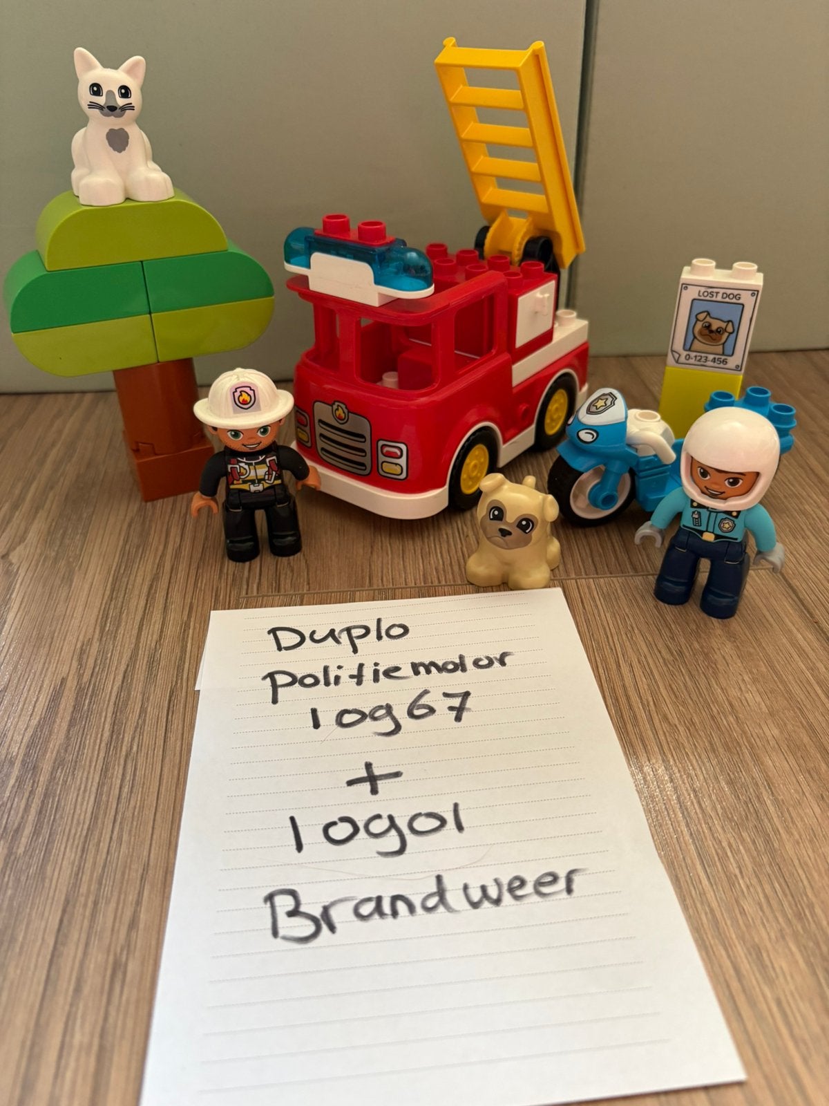 Duplo politiemotor en brandweerset 10967 + 10901, Ophalen, Zo goed als nieuw, Complete set, Duplo