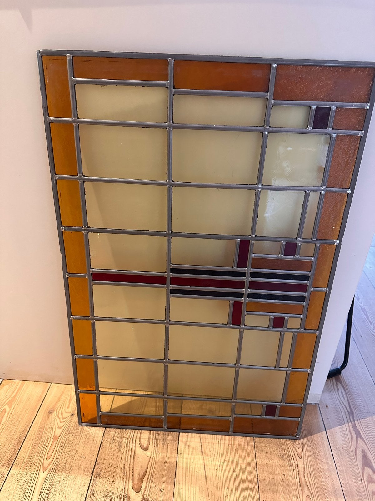 Glas in lood raam - Art Deco stijl, 53x79 cm, Antiek en Kunst, Ophalen