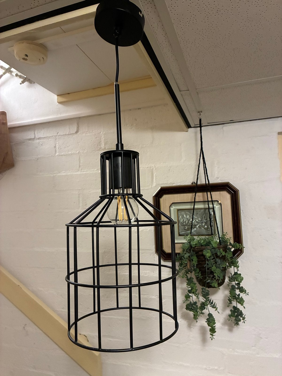 Industriële Zwarte Hanglamp E27 - Korf Design 34cm Hoog, Huis en Inrichting, Lampen | Hanglampen, Zo goed als nieuw, Metaal, E27 (groot)