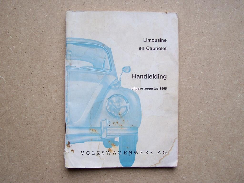 Volkswagen kever handleiding origineel Augustus 1965., Ophalen