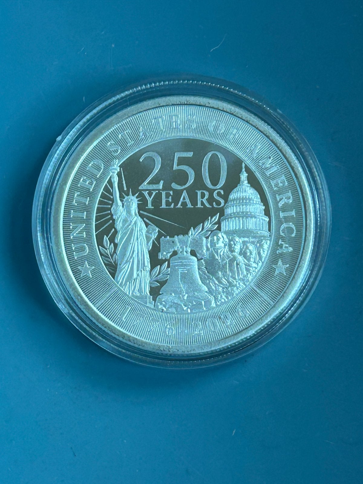 1 OZ zilver in capsule. 250 jaar USA., Verzenden, Zilver