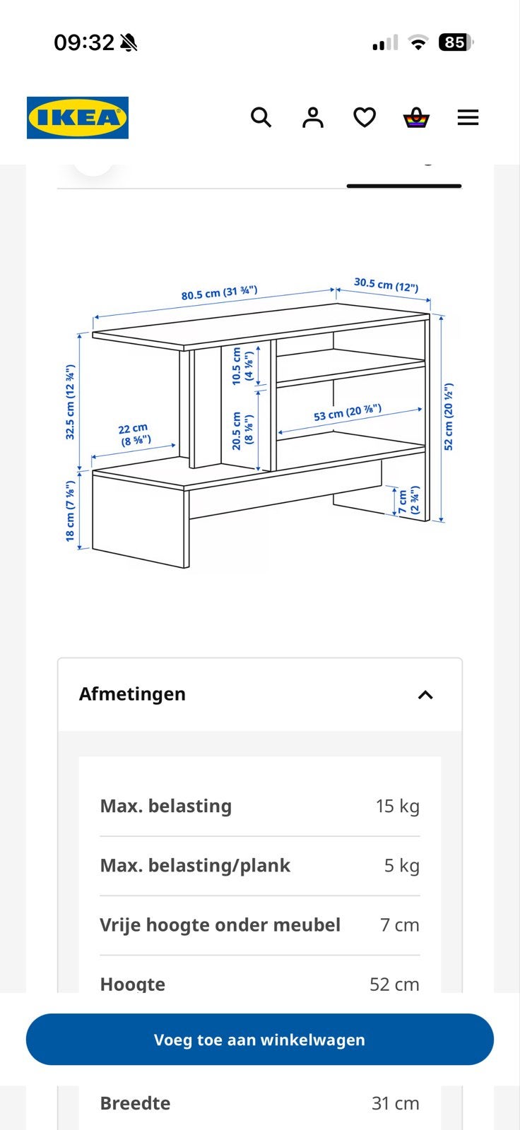 IKEA Eket Kastje/TV-meubel - Eikenhout, Ophalen, Gebruikt, 25 tot 50 cm, Eikenhout