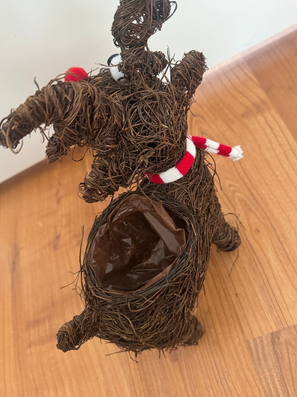 Kerst rendier plantenbak riet decoratie, Ophalen of Verzenden, Nieuw