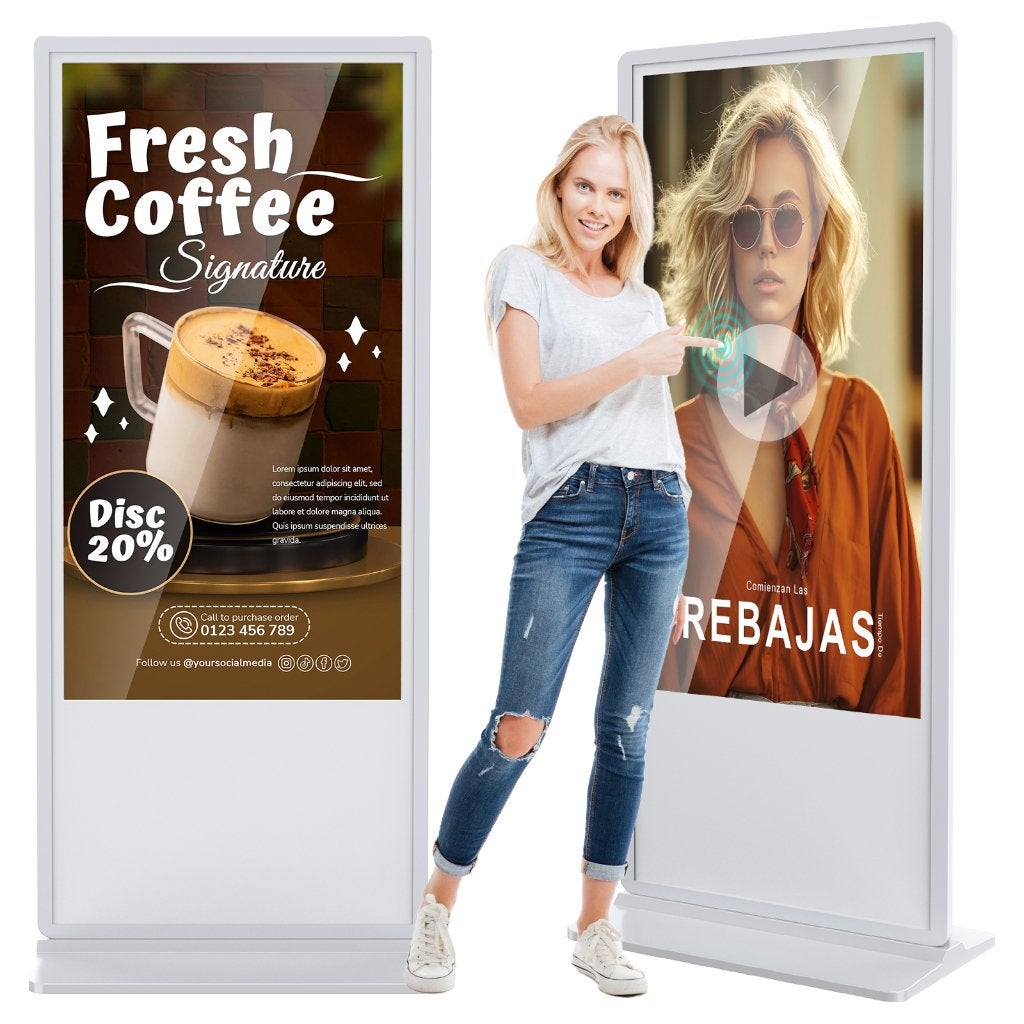 DJLicht 55'' Touch Reclamezuil 205cm hoog met Android Wit, ., Nieuw, Ophalen of Verzenden, .