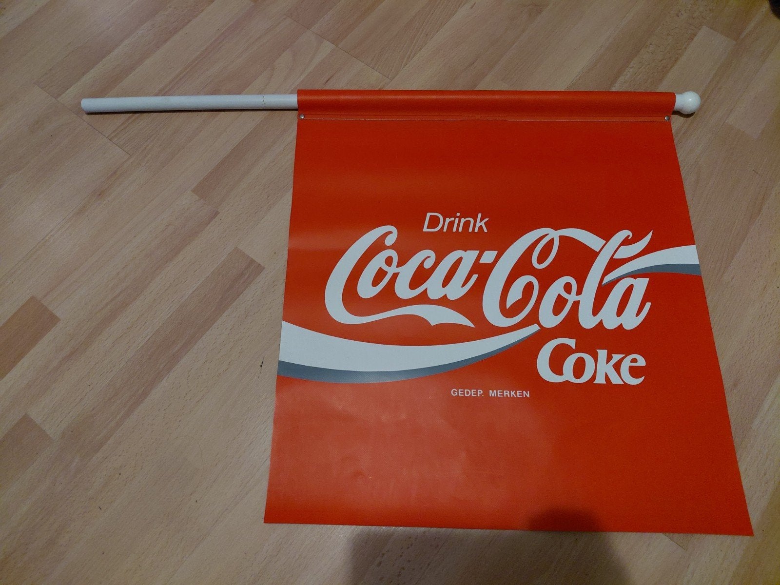 Vintage Coca Cola canvas gevelvlag Faber Amsterdam 1970, Ophalen of Verzenden, Gebruikt