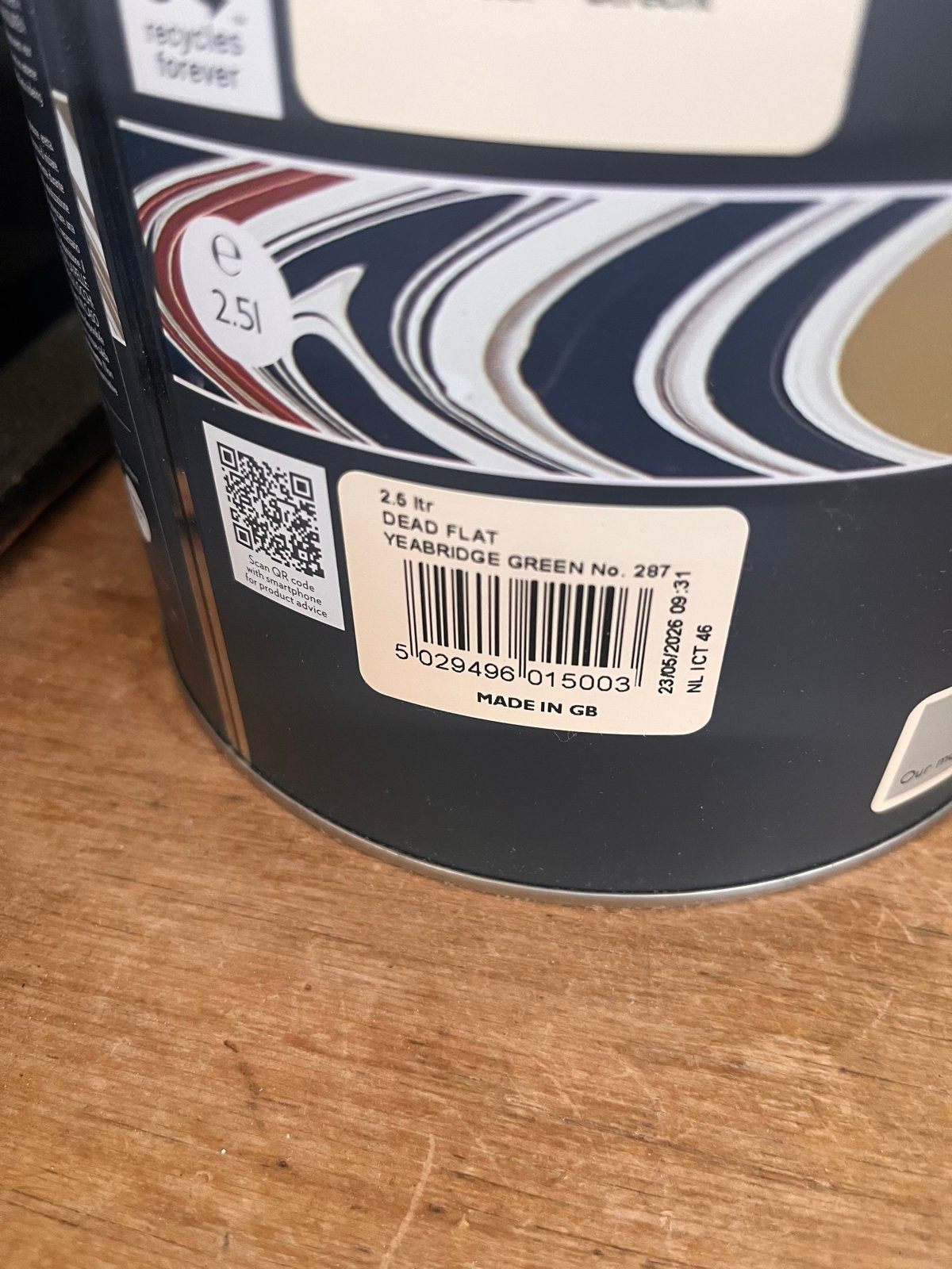 Farrow & Ball Yeabridge Green No. 287 Dead Flat Verf, Ophalen, Nieuw, Verf, Minder dan 5 liter