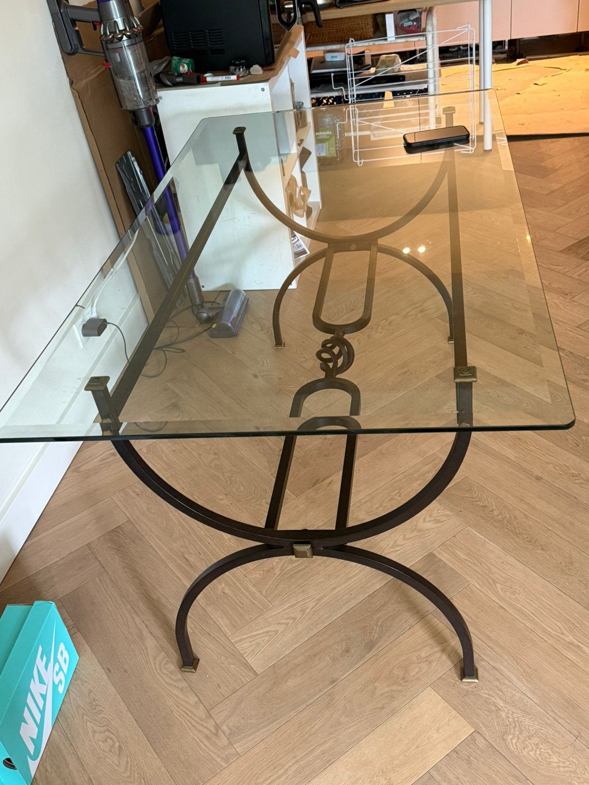 Vintage tuscan style wrought iron dinning table, Ophalen, Zo goed als nieuw, Rechthoekig, 50 tot 100 cm